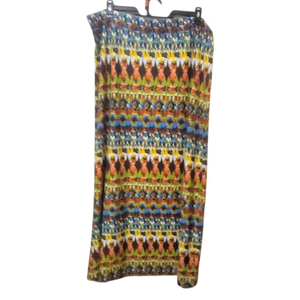 Ariat XXL Womens Multicolor Geometric Knit Maxi Skirt Southwest Boho Cowgirl 95% - Picture 2 of 7